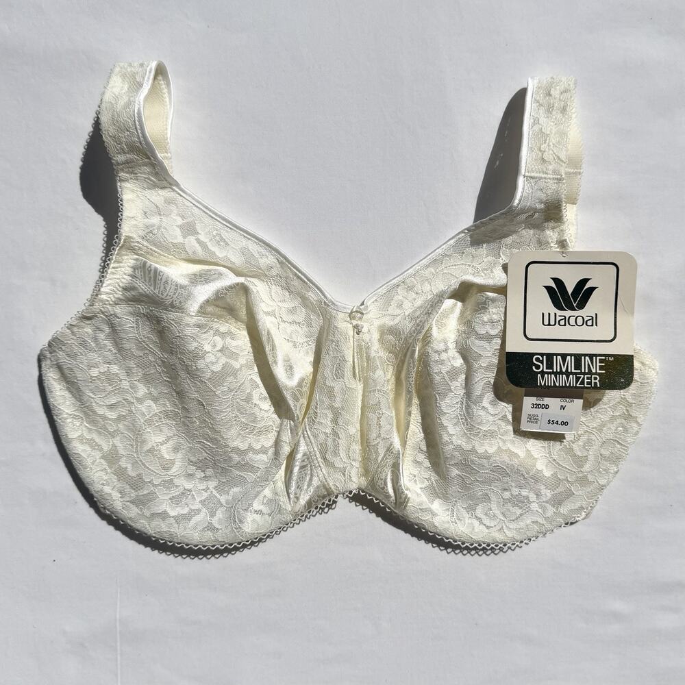 Wacoal Slimline Minimizer Underwire Bra 32DDD Cream Ivory Lace 85150